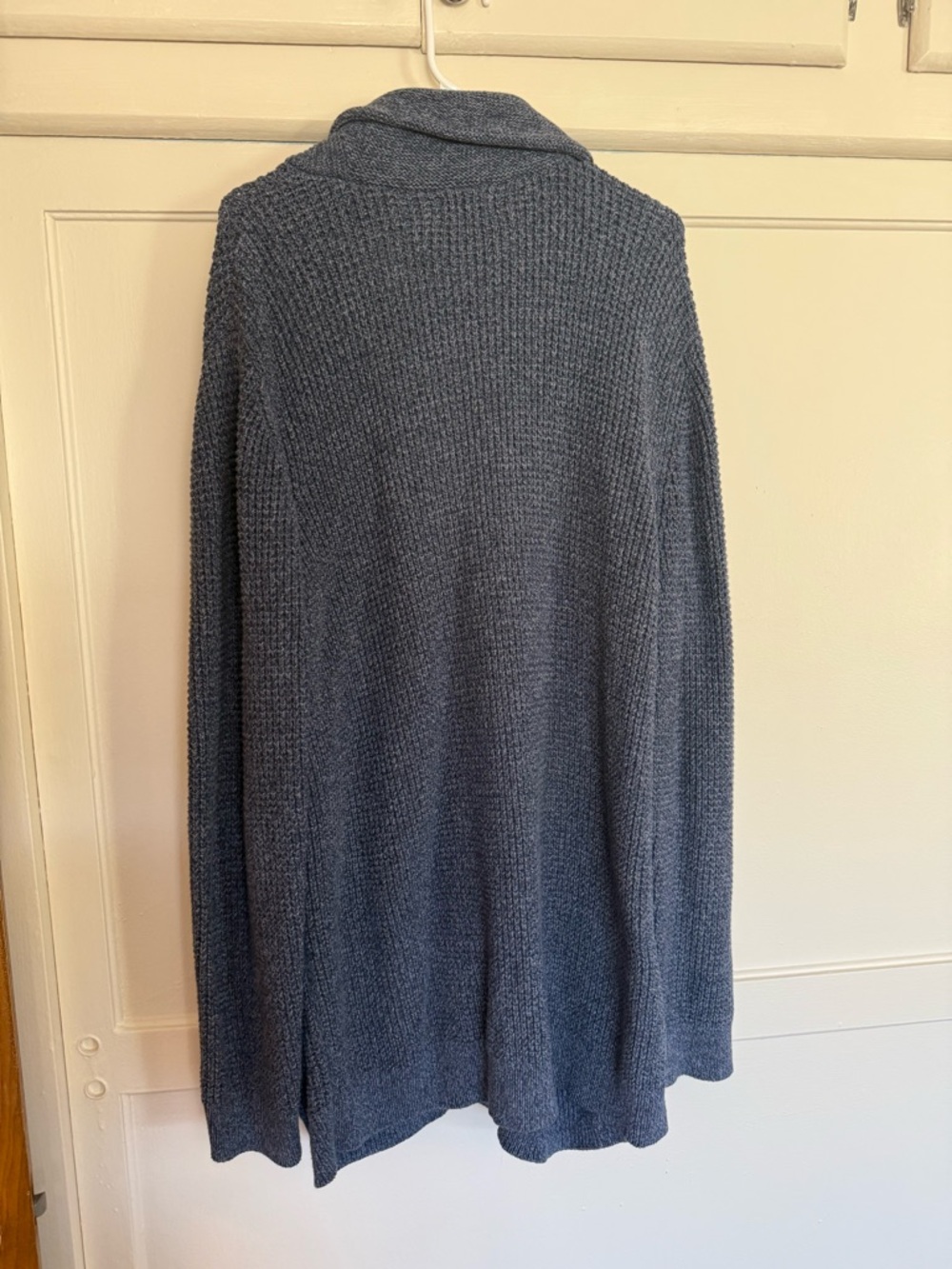 Men's Blue Organic Cotton Waffle Sweater - Picture 6 of 6